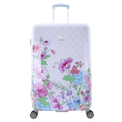 Duża walizka twarda Elle Flower biała 107 l
