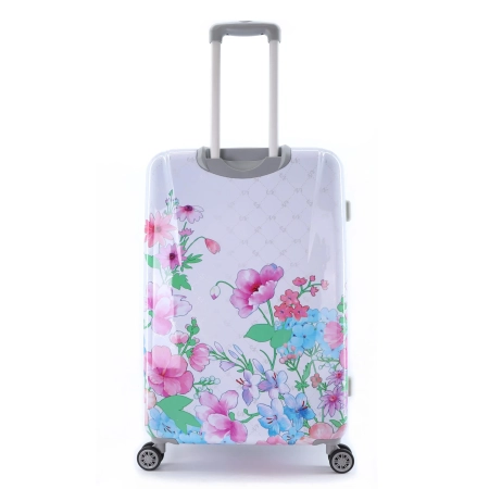 Duża walizka twarda Elle Flower biała 107 l